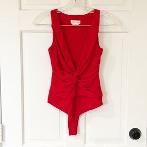 Lovers + Friends Red Twist Front Bodysuit XS